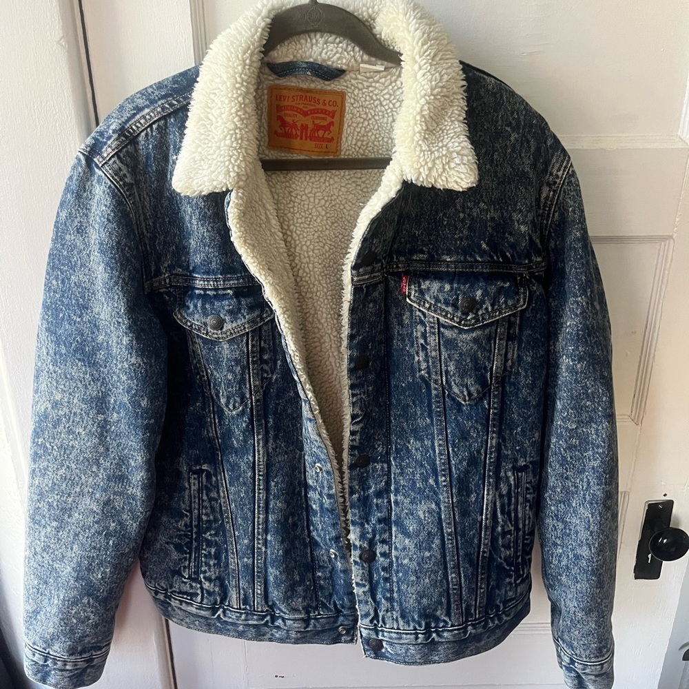 Levi's Acid Wash White Sherpa Lined Jacket